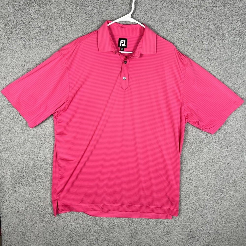 FootJoy Polo Shirt Adult XL Extra Large Pink Striped Golf Performance Mens